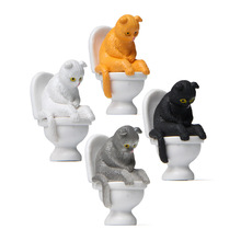 5款坐马桶如厕系列捂肚子坐姿厕所猫咪小猫微景观园艺造景公仔