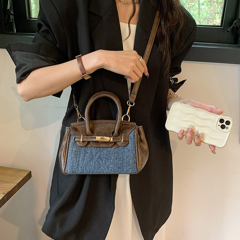 Trendy Women's Bags Women's Bag Export Portable Retro Casual Denim High-Grade Retro Shoulder Kelly Bag