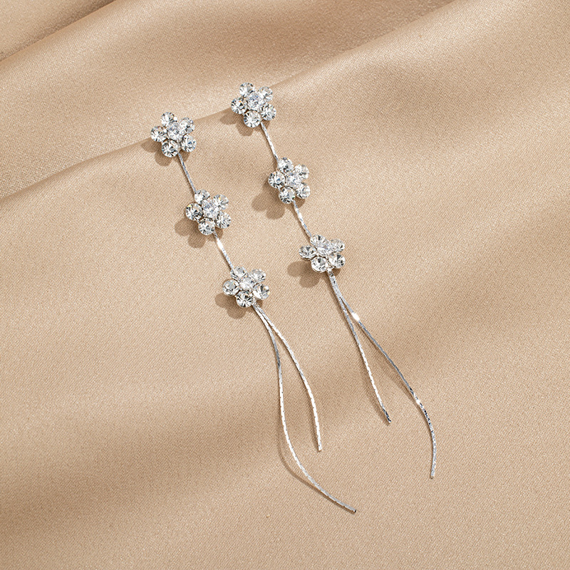 Meixun Flower Earrings Earrings 2023 New Trendy 925 Silver Needle Long Tassel Earrings Korean Elegant Earrings