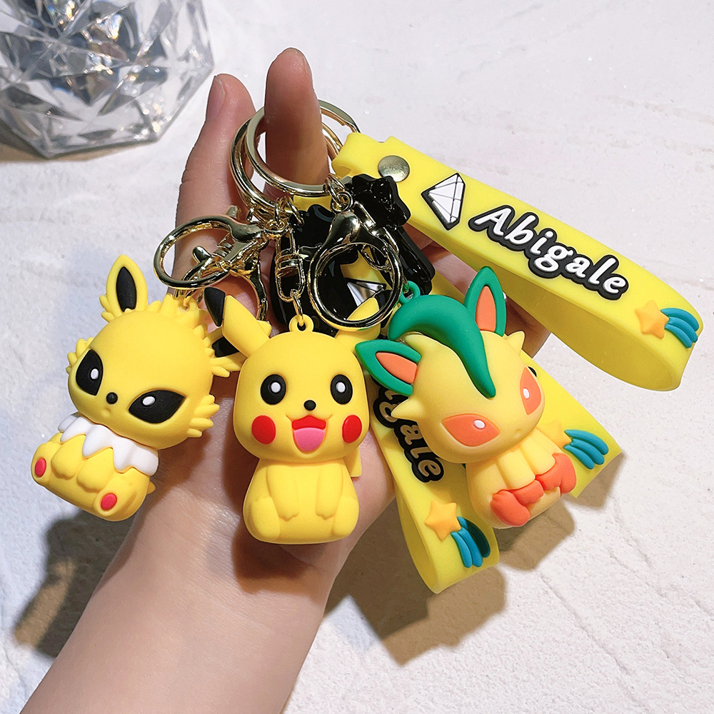 Magic Baby Elf Keychain Cartoon Pikachu Key Ring Accessories Cute Schoolbag Pendant Gift Wholesale