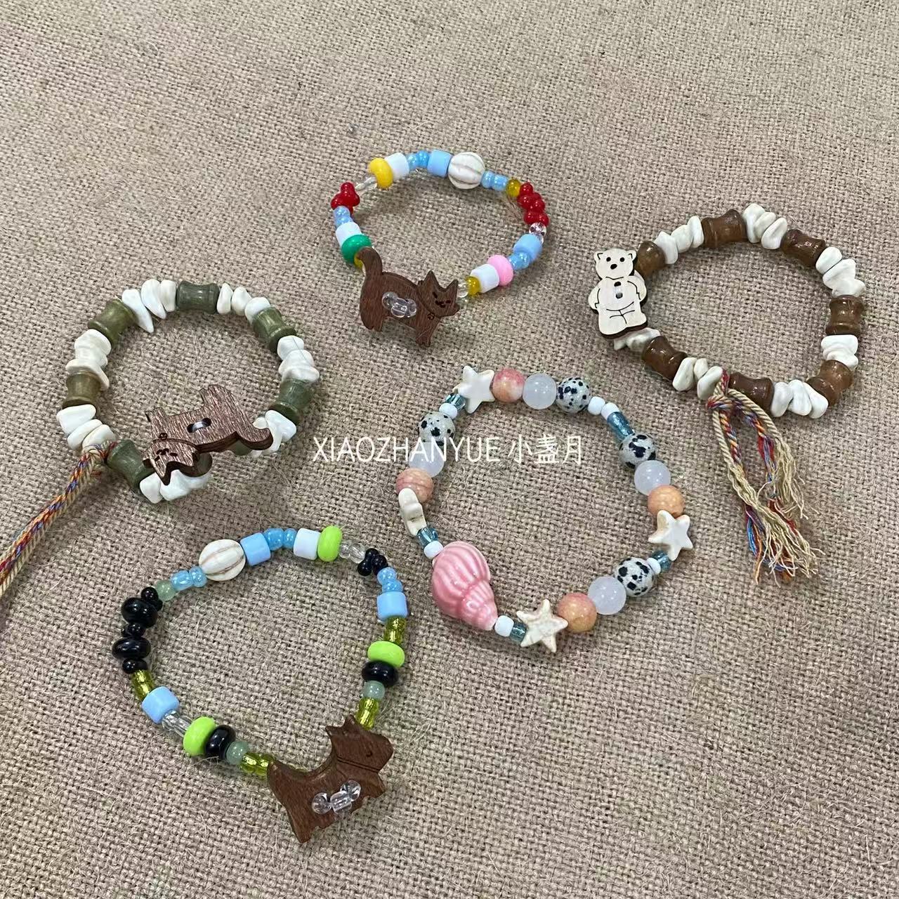 国潮文玩单圈手链女文艺复古中性百搭流苏手串爆款推荐景德镇饰品