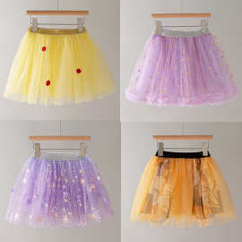 女童半身裙短裙蓬蓬裙夏季新款纯色网纱裙公主裙女宝宝裙子潮