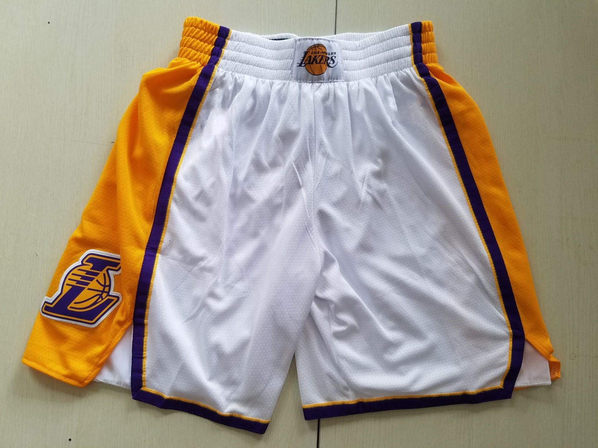 洛杉矶湖人队kobe 复古全刺绣拉链口袋裤 just don篮球密绣短裤