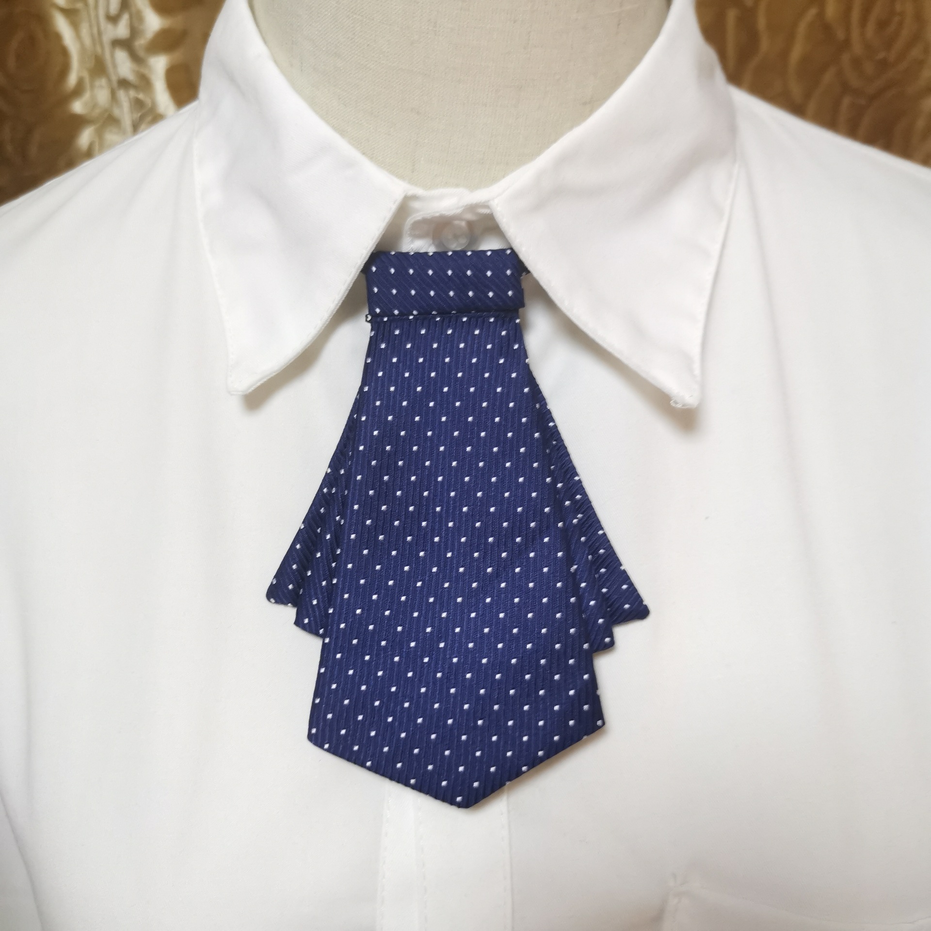 萌哒酱女士领花衬衣领小领带衬衫银行领结条纹装饰职业工装蝴蝶结