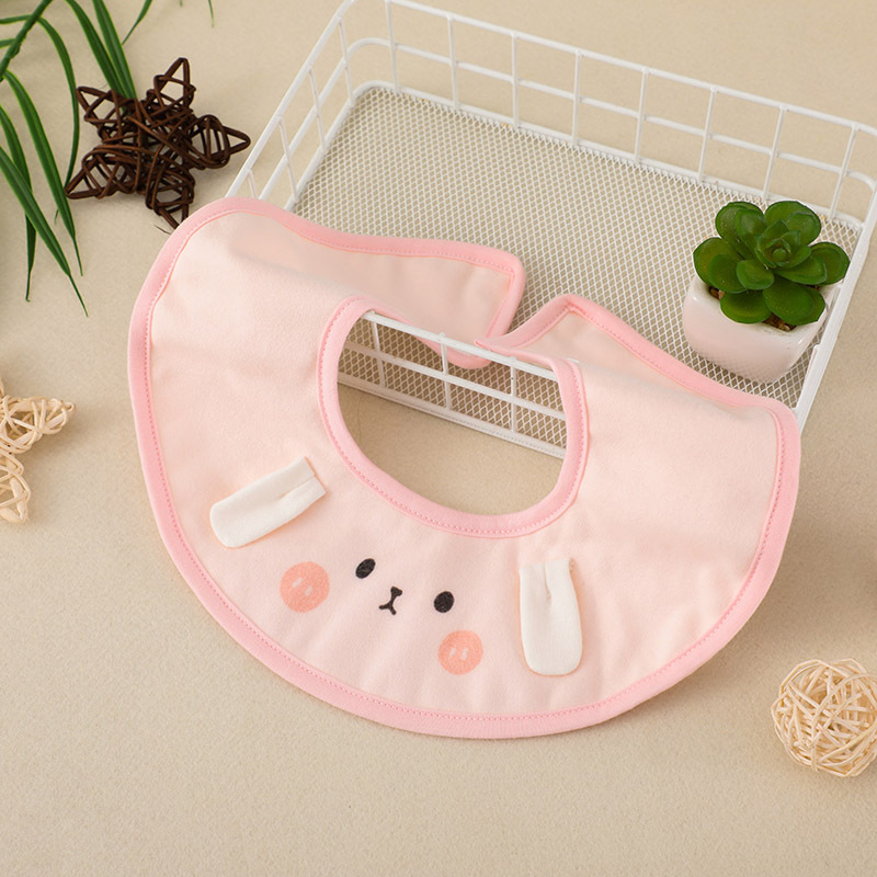 瑞福贝贝婴幼儿围嘴宝宝口水巾2141素色立体耳朵围贴布卡通围嘴