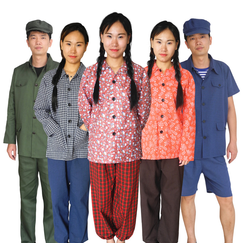 知青7080年代怀旧服装七八十年代下乡村姑演出服工人8090农村衣服