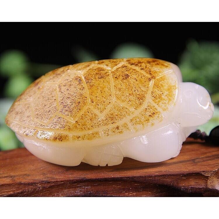新疆和田玉籽料原石把件乌龟昆仑羊脂白玉龙龟手把件玉石摆件