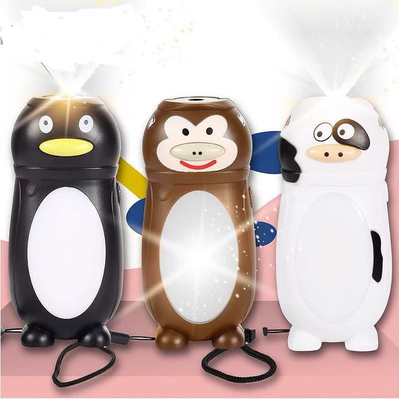 学生开发大脑学习减压有趣卡通手压发电儿童手电筒便携户外应急灯