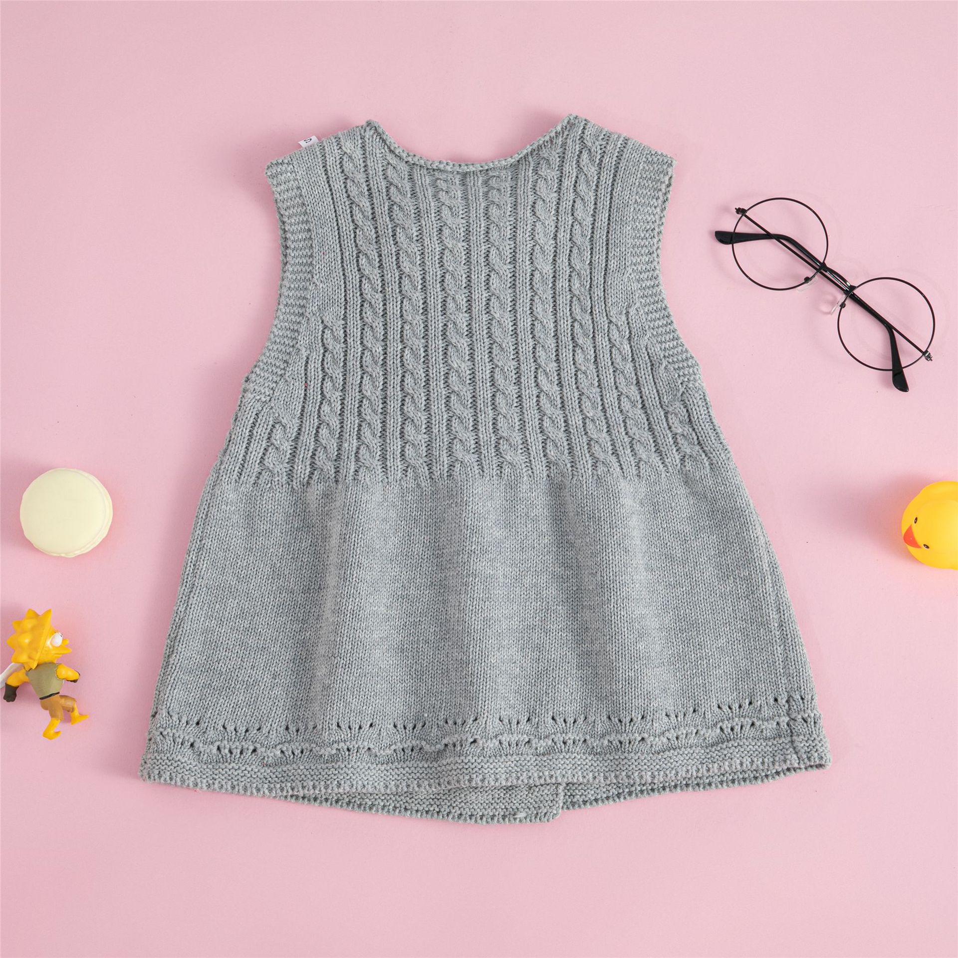 女童春秋装新款针织背心裙小童无袖毛衣连衣裙宝宝纯棉线裙子