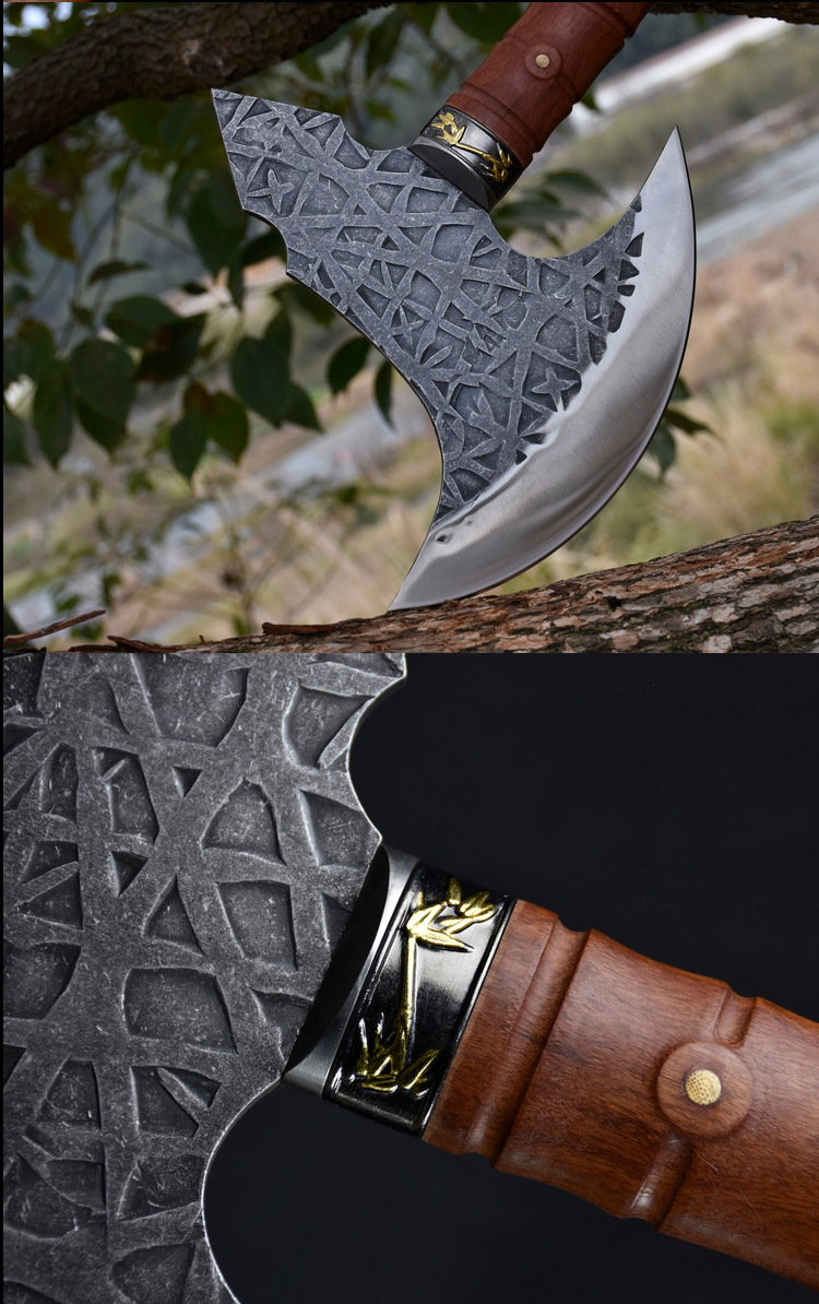 龙泉砍骨刀菜刀战斧户外斧头刀飞斧开山斧便携刀砍劈柴斧子锋利