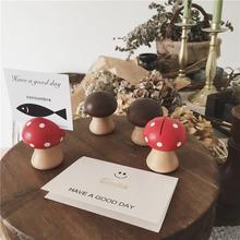 Vintage mushroom head wooden card base cafe card holder跨境