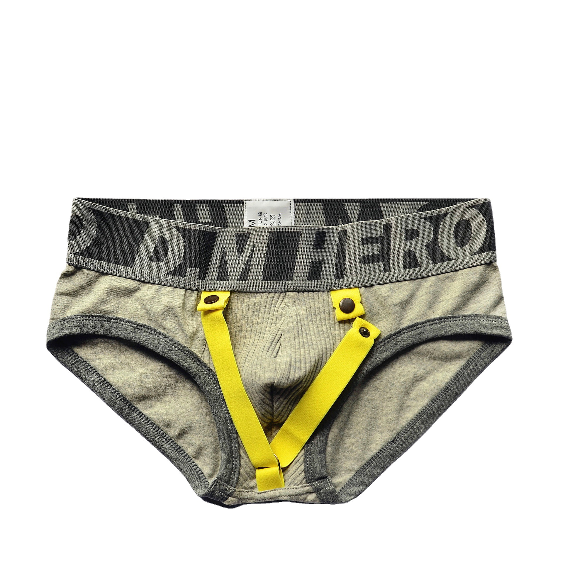 d.m男内裤 低腰性感纯色三角裤棉个性吊扣激凸时尚潮内裤网红紧身