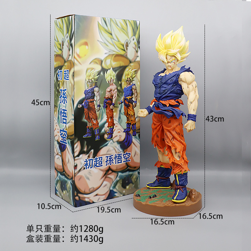 Dragon Ball Wukong Hand-Made Model Super Saiyan Gogeta Beji Special War Damage Cartoon Cartoon Doll Peripheral