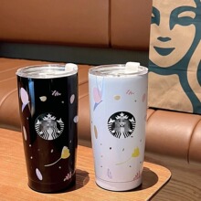 星巴枫叶车载杯高颜值黑白情侣杯304不锈钢保温杯水杯咖啡杯外贸