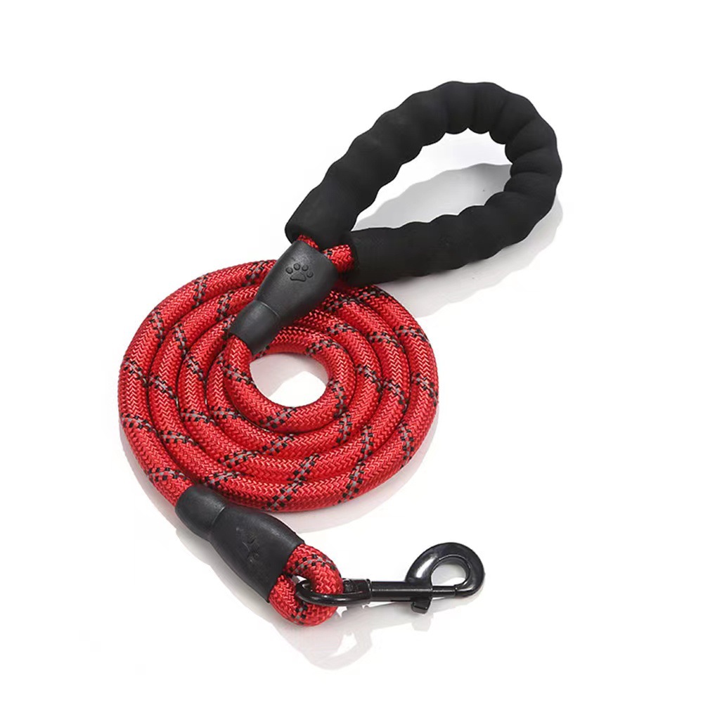 Pet Supplies Reflective Multi-Color Nylon round Rope Dog Chain Dog Pull Belt Foam Handle Medium and Large Dog Dog Traction Rope