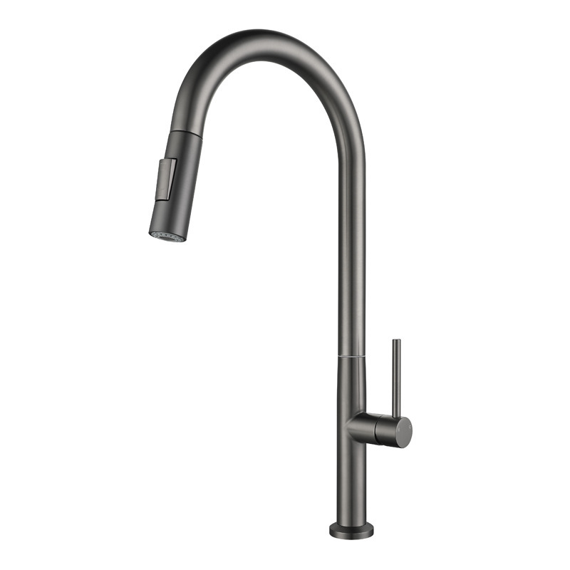 Sus304 Stainless Steel Kitchen Vegetable Basin Gun Gray Faucet Cold and Hot Water Pull-out Universal Sink Sink