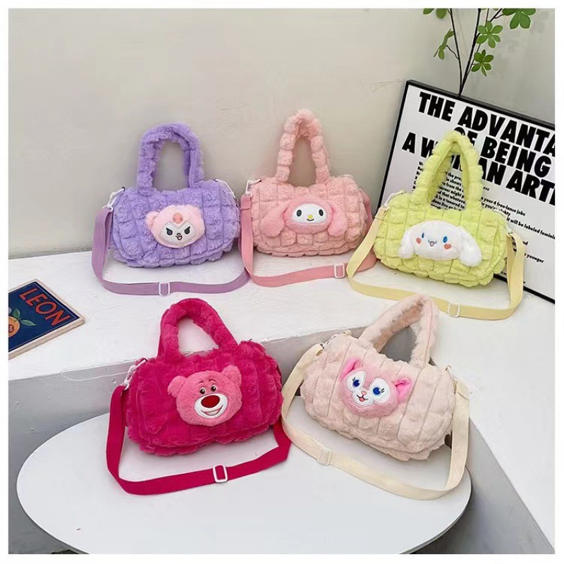 毛绒玩具包卡通手提包冬季毛毛包女生单肩斜跨大容量化妆包抓机