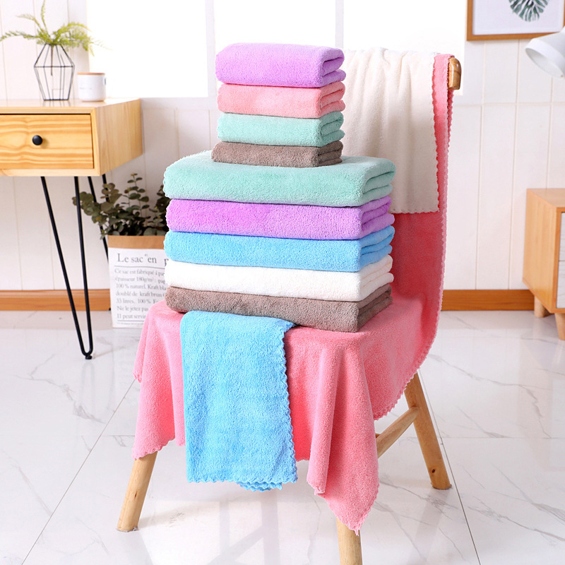 厂家现货珊瑚绒浴巾批发柔软吸水沙滩巾刺绣印花LOGO家居日用套巾