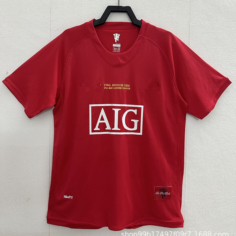 0708曼联复古球衣红魔主场欧冠7号c罗长袖足球服