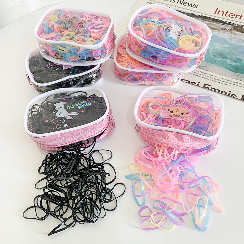 New Disposable Small Rubber Band 100 Pieces Baby Basic Head Rope Children's High Elastic Rubber Band Candy Color Hair Band