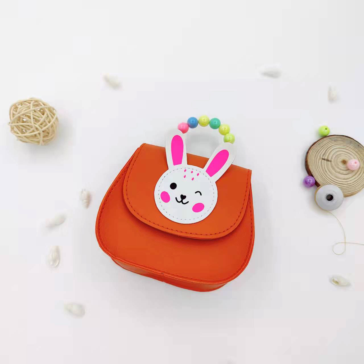 Cross-Border Hot Colorful Portable Coin Purse Children's Cute Fashion Crossbody Bag Cartoon Smiling Bunny Key Women's Bag