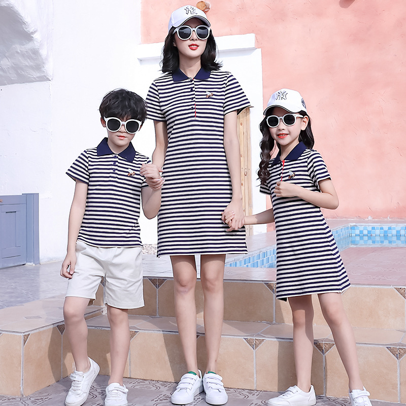 亲子装夏装一家四口三亚旅游衣服母女装洋气兄妹装姐弟龙凤胎套装