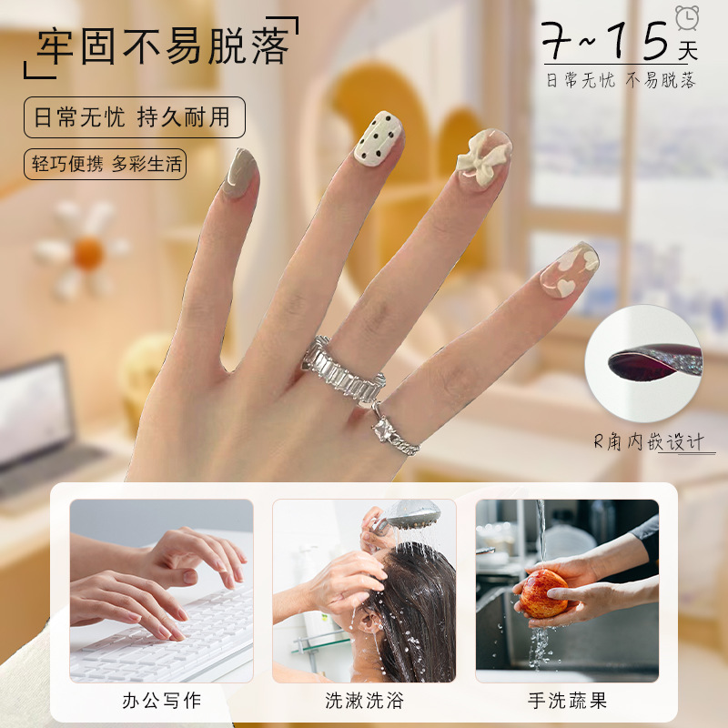 Nail Stickers Fake Nail Tip Wear Armor 2023 New Long Short High-Grade Finished Nude Solid Color Nail Sticker