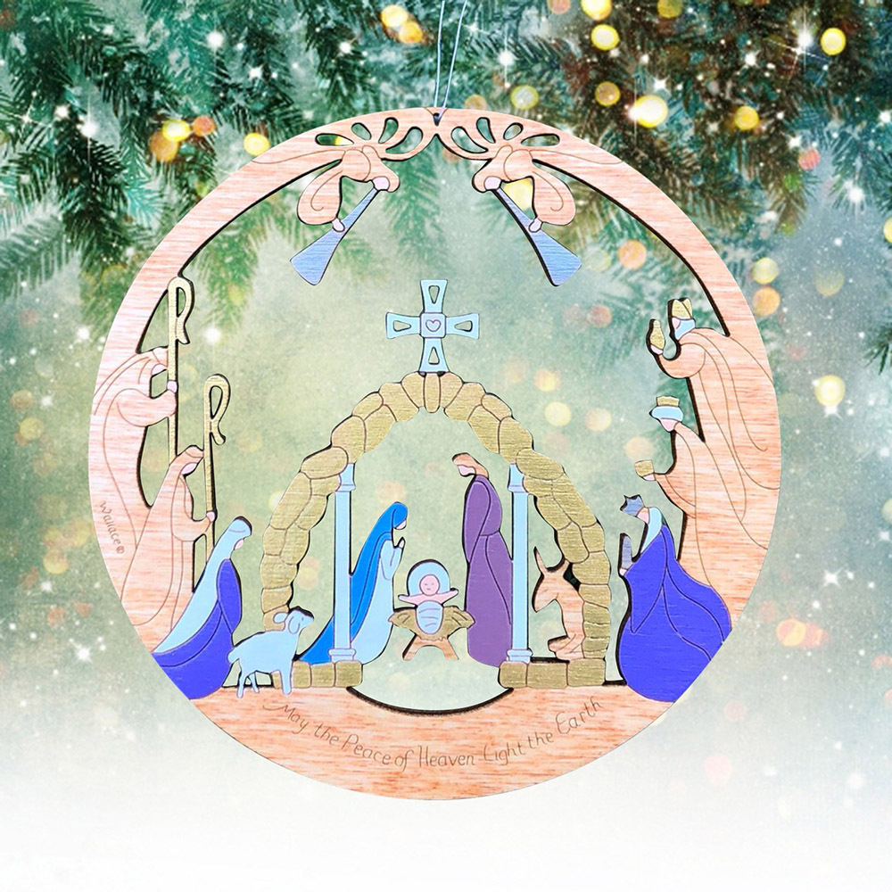 跨境热销 镂空创意耶稣降临日圣诞装饰品 派对庭院圣诞树挂件现货