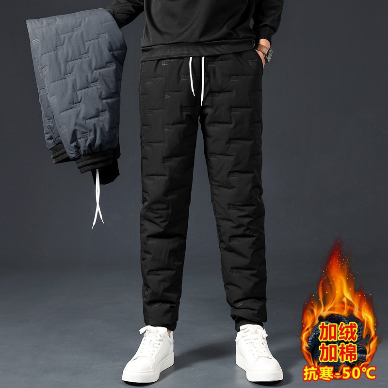 新款加绒棉裤男外穿加厚保暖厚款长裤中老年宽松男士束脚棉裤冬