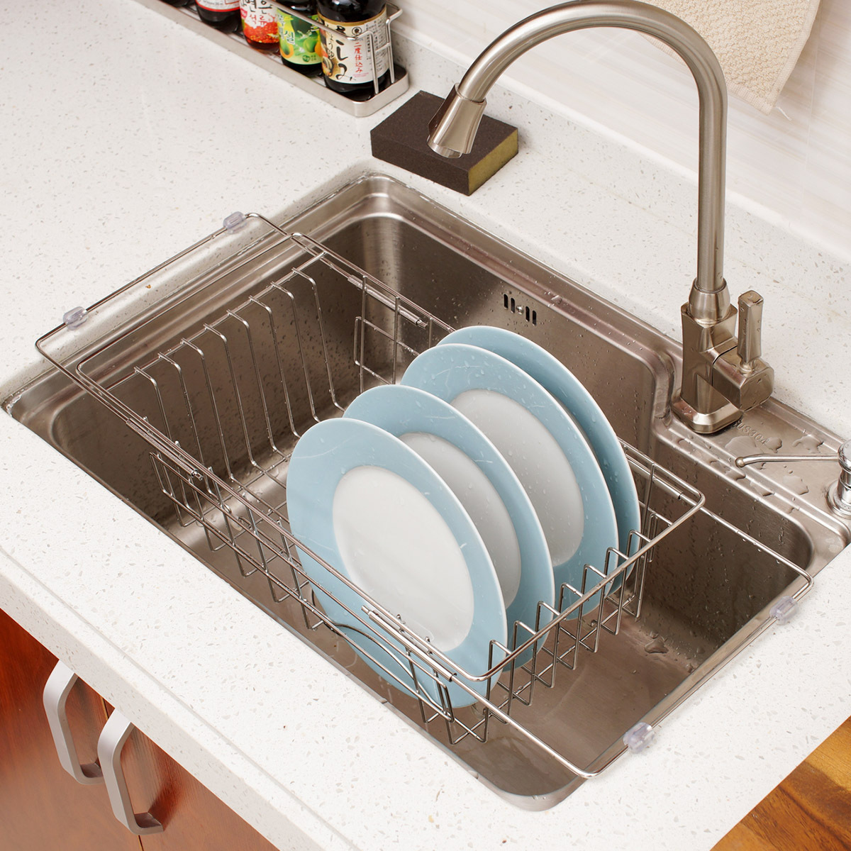 一件包邮洗碗池水槽沥水架洗菜盆沥水篮不锈钢厨房漏池过滤可伸缩