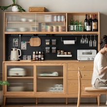 LY厂家直销纯实木高餐边柜现代厨房置物柜北欧橡木碗柜家用茶水柜