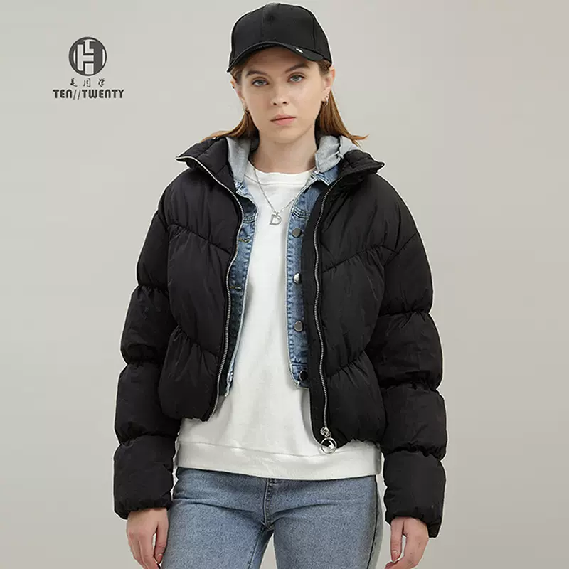 短款棉衣女OEM欧美时尚立领加厚面包服来图打样报价福建棉服工厂