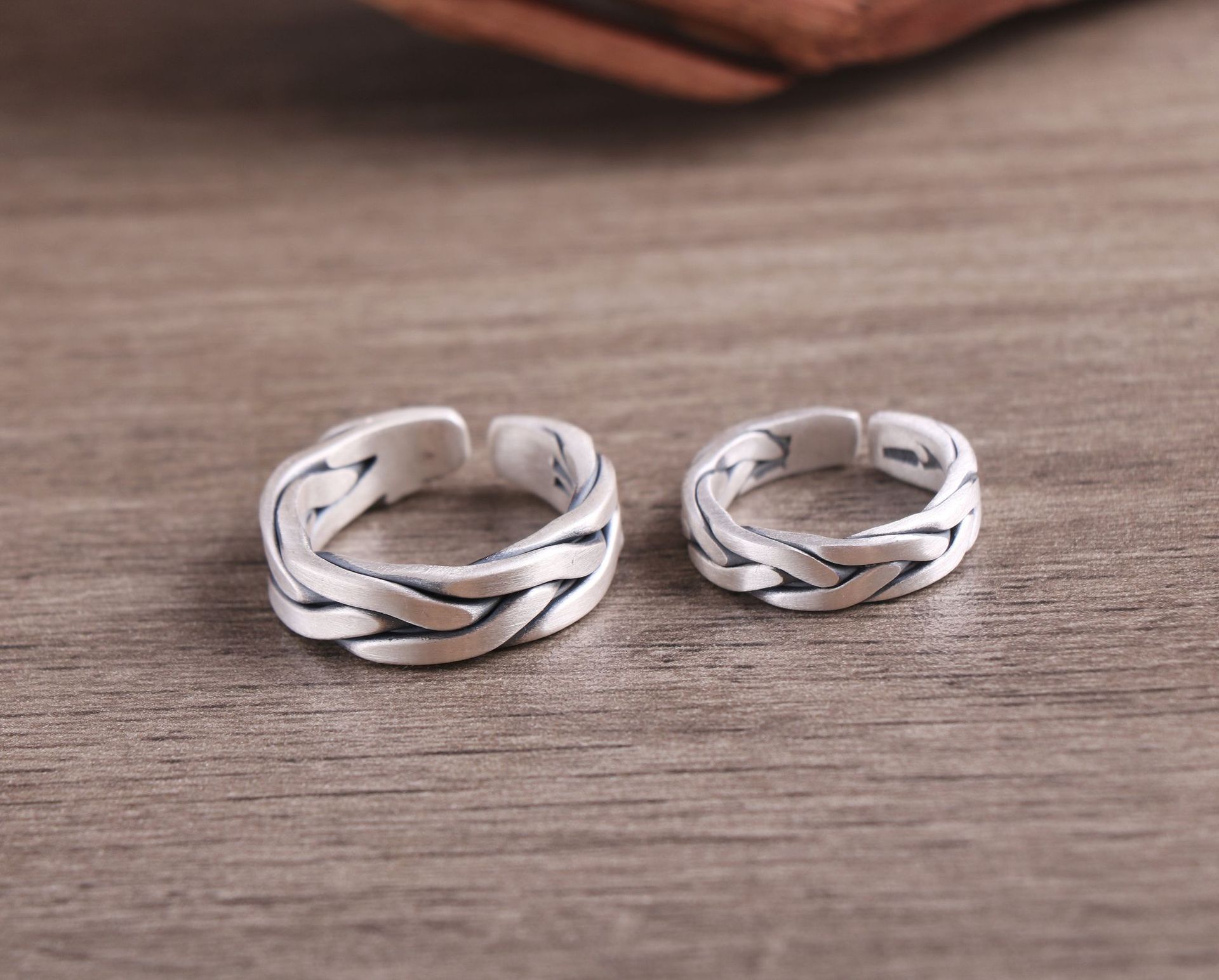 足银999纯银戒指 复古个性手工编织男女款指环情人节纪念日礼物