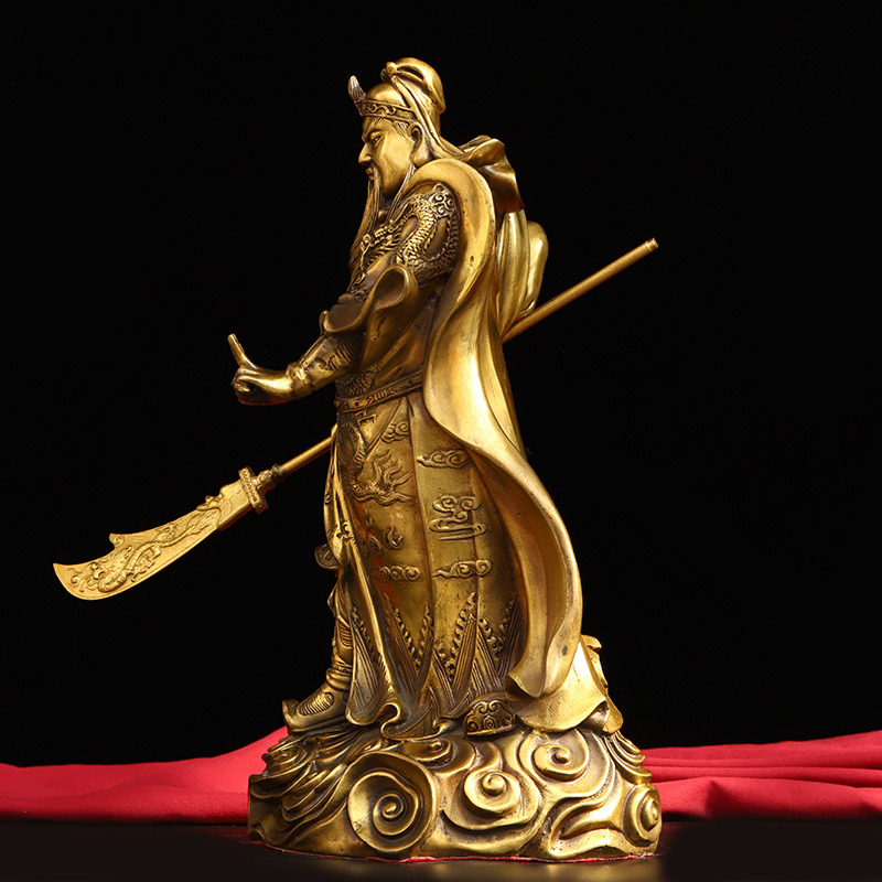 纯铜关公佛像摆件提刀武财神关圣帝君关二爷家居店铺吉祥装饰礼品