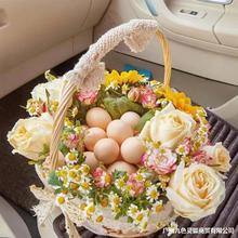手提花篮月子鸡蛋花篮水果鲜花编织花篮野餐插花月子礼物送产妇