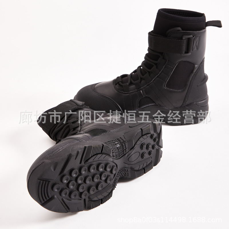 训练靴帆布麻点抢险救援靴消防鞋新款水域鞋底轻型软底比武爬绳用