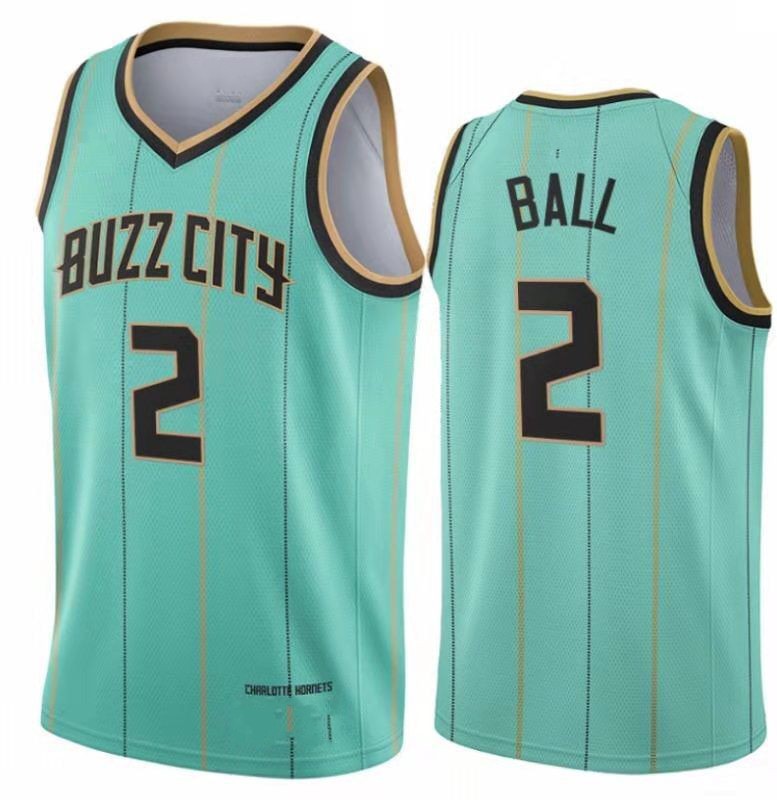 nba黄蜂队2021新赛季球衣 2# ball 刺绣篮球衣服批发