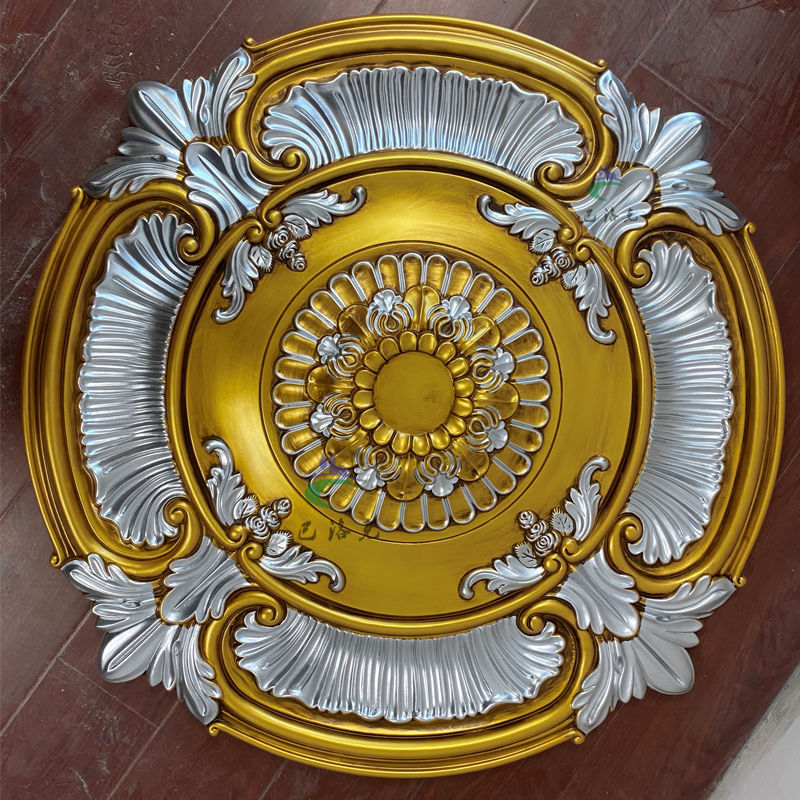 石膏灯盘欧式客厅吊顶灯池天花板装饰圆形雕花pu石装饰材料直销