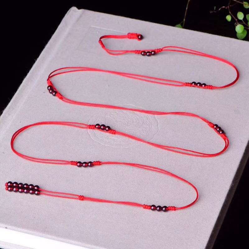 本命年红绳腰链天然石榴石腰链开运转运红腰带男女款细款情侣