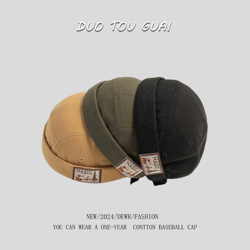 凌奇英伦复古瓜皮帽男四季嘻哈韩版贝雷帽子街头潮人无檐地主帽女