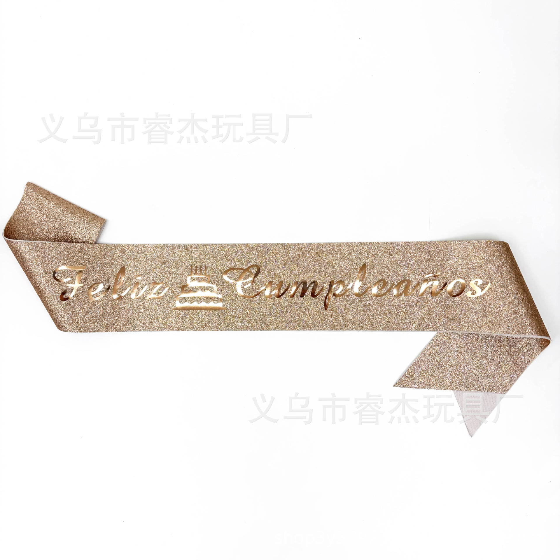 Exclusive for Cross-Border Bachelor Party Feliz Cumpleaños Spanish Birthday Shoulder Strap Gold Pink Cloth Silk Belt