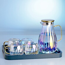 高颜值轻奢玻璃杯套装耐热水杯茶杯家用带把喝水杯子客厅家庭待客