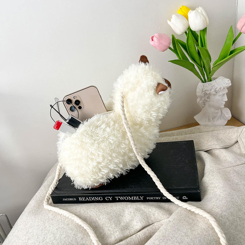 2021 New Furry Plush Toy Cute Vicuna Children's Baby Parent-Child Crossbody Small Crossbody Bag Women's Bag