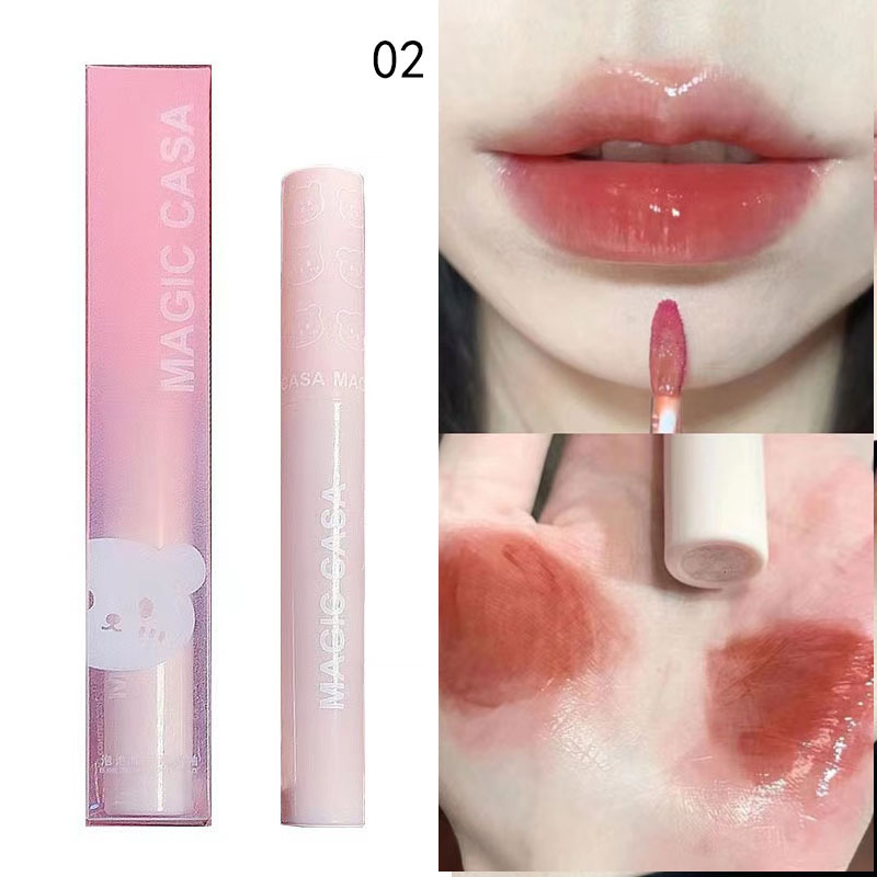 Magic Casa Bubble Bear Mirror Water Glass Lip Lacquer Female Lipstick