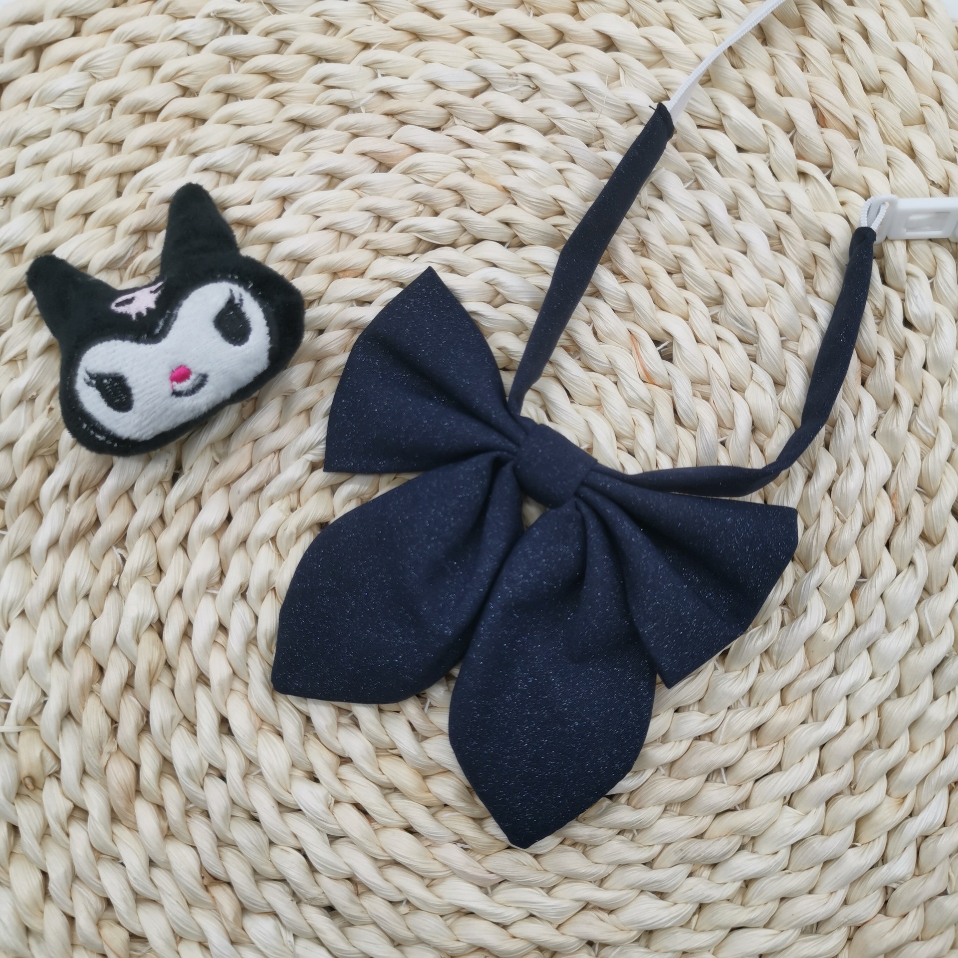 宋小侠 闪光少女纯色闪光bling兔耳领结小物西服水手服毛衣配饰