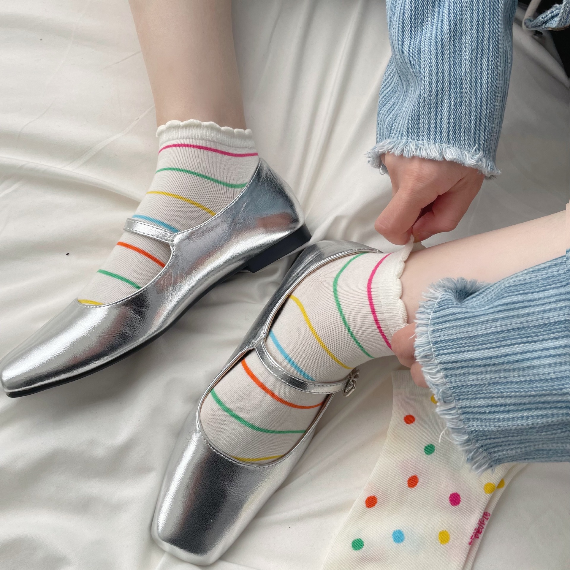 夏季船袜女多巴胺彩色波点短袜条纹隐形袜女士棉袜潮诸暨袜子批发