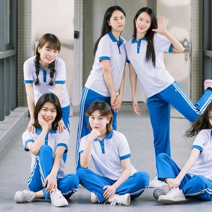 匆匆那年校服短袖t恤长裤套装班服男女蓝白中小学生毕业拍照-阿里巴巴