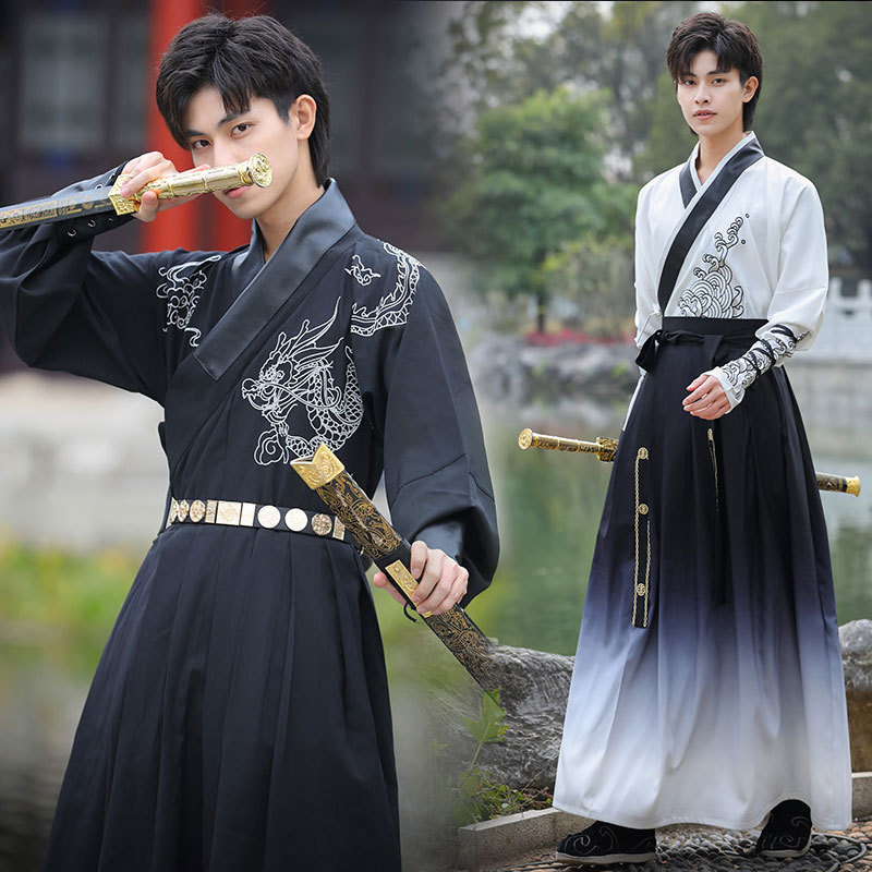 中国风大码汉服男胖子200斤书生帅气男原创古风学生班服毕业表演