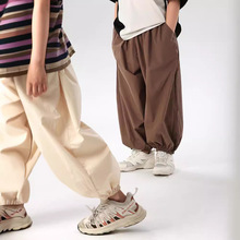 J163夏季薄款儿童防蚊裤纯色透气休闲灯笼裤精梳棉儿童运动束脚裤