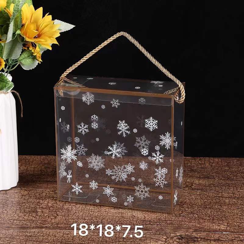 Women's Day Gift Box PVC Transparent Box Candy Hand-Made Packing Boxes Folding Plastic Box Transparent Box Bouquet Gift Box